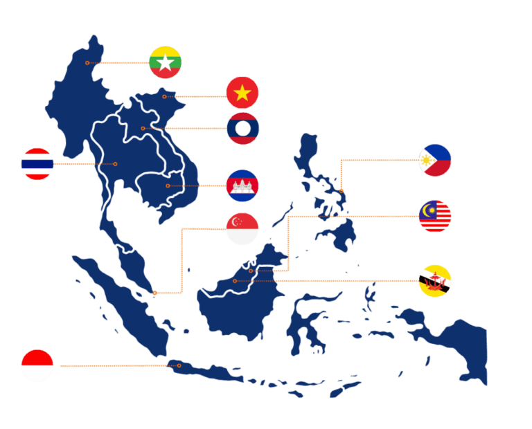 Mappa infografica dell'ASEAN